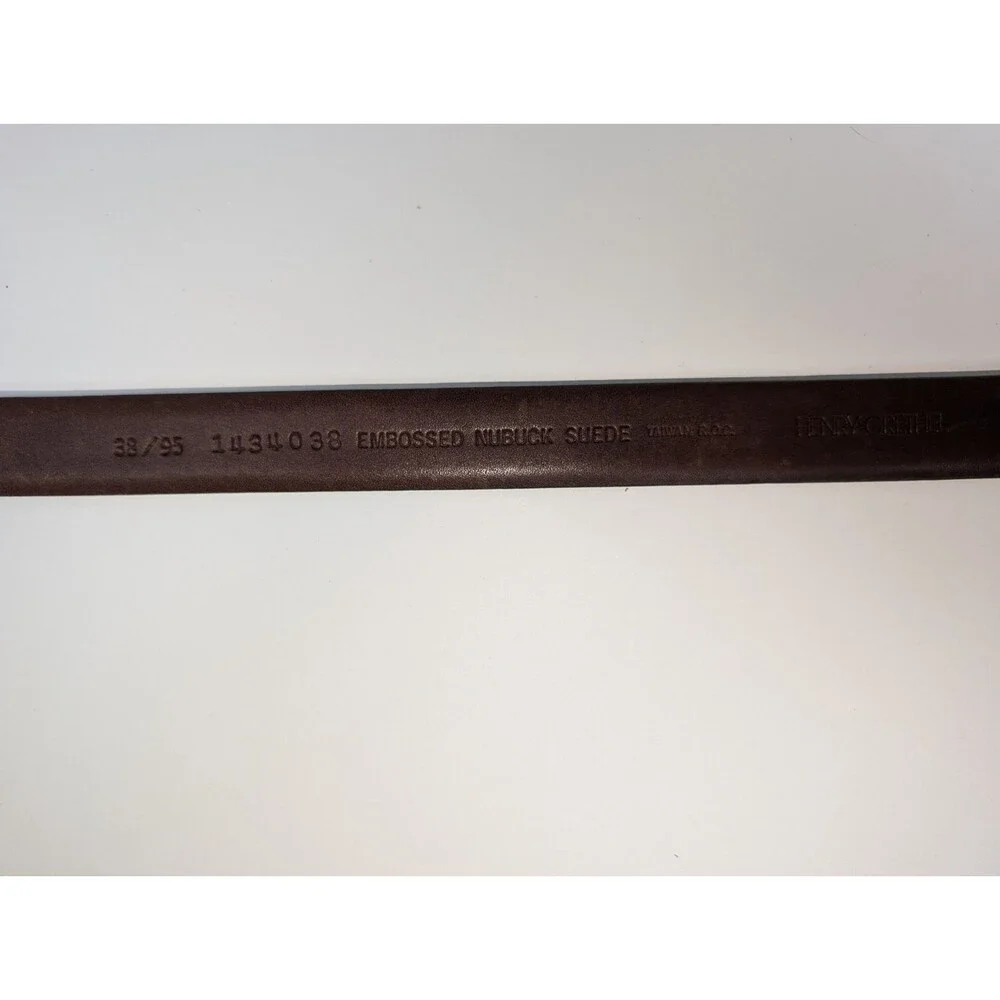 Henry Grethel Leather Belt Embossed Nubuck Suede Size 38/95 Brown #1434038
